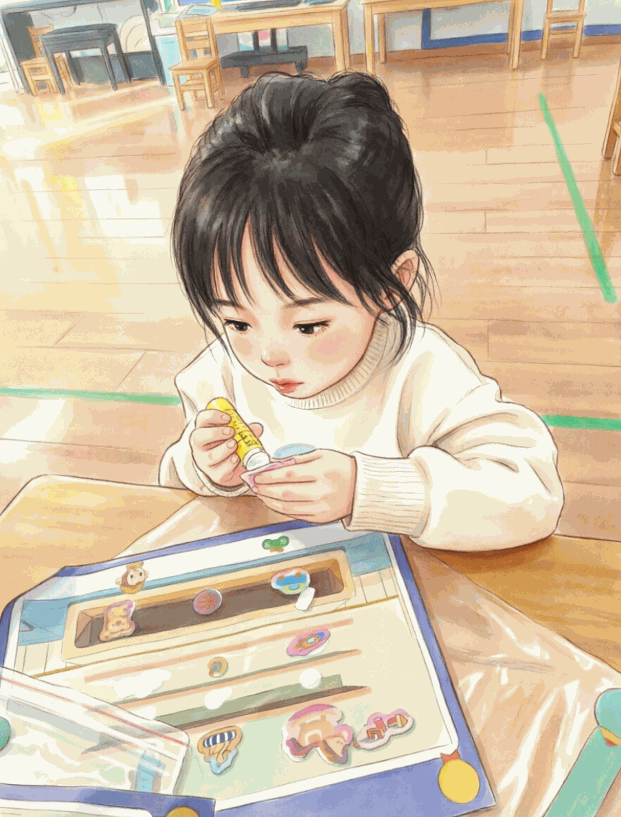 小班，在幼儿园做手工